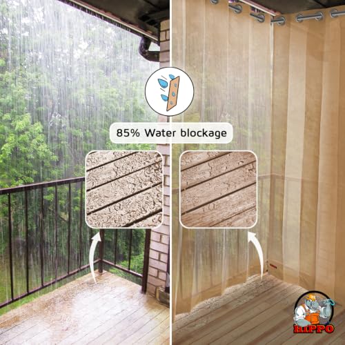 Image of HIPPO 150 GSM Outdoor Sun Blocking Balcony Eyelet /Grommet CurtainsCurtains Sun & UV Protection, Light Filtering Window Curtain (Beige, 3FTX4.5FT, 1PC)