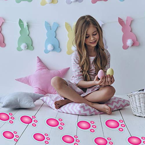 Fingooo 60Pcs Easter Bunny Footprint Stickers Bunny Paw Print Decal For Egg Hunt Game And Easter Decoration #TOP6