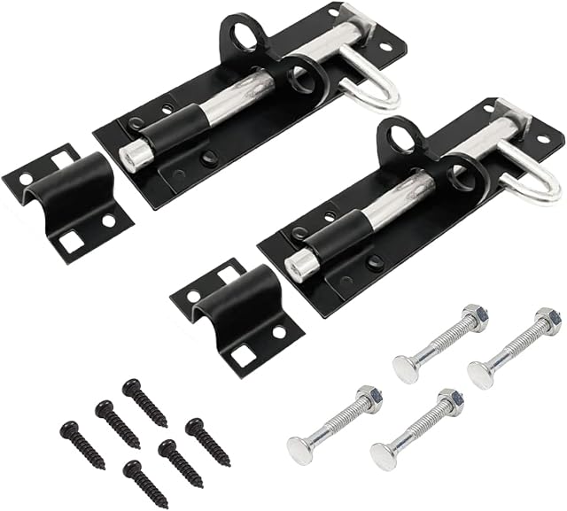 Pack of 2 - Gate Bolt Lock Shed Door Lock 4'' Heavy Duty Brenton Bolt as Garden Gate Lock Steel Powder Coated for Extra Security (Brenton Bolt 100mm)