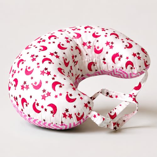 Image of VParents Multipurpose Baby Feeding Nursing Cum Maternity Pillow for New Born Cotton, Months, Recommended for Maternity, Nursing, Medical Galaxy (Pink) 110706