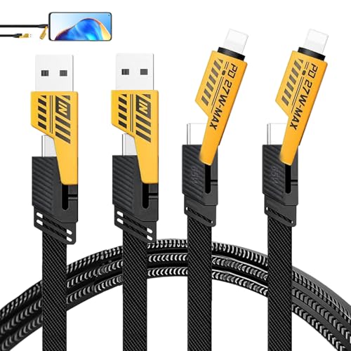 2 Pack Long Multi Charger Cable with Type-c, 65W 4 in 1 Char
