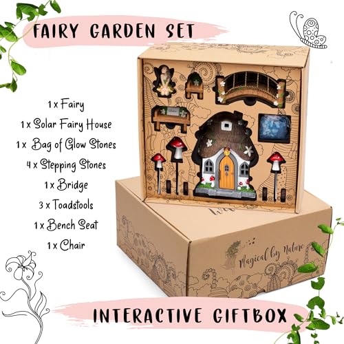 image for WILD PIXY Fairy Garden Kit - 13 Piece Glow in The Dark Fairy Garden Ac
