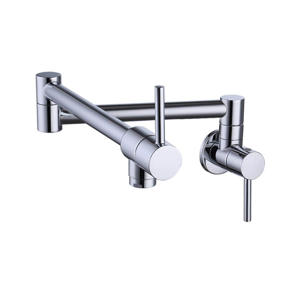 Kitchen Sink Taps, Taps for Kitchen Pot Filler Wall Mounted, Brass Double Handle Cold Water Tap Multi-Function, Kitchen Faucet Kitchen Sinks/Chrome