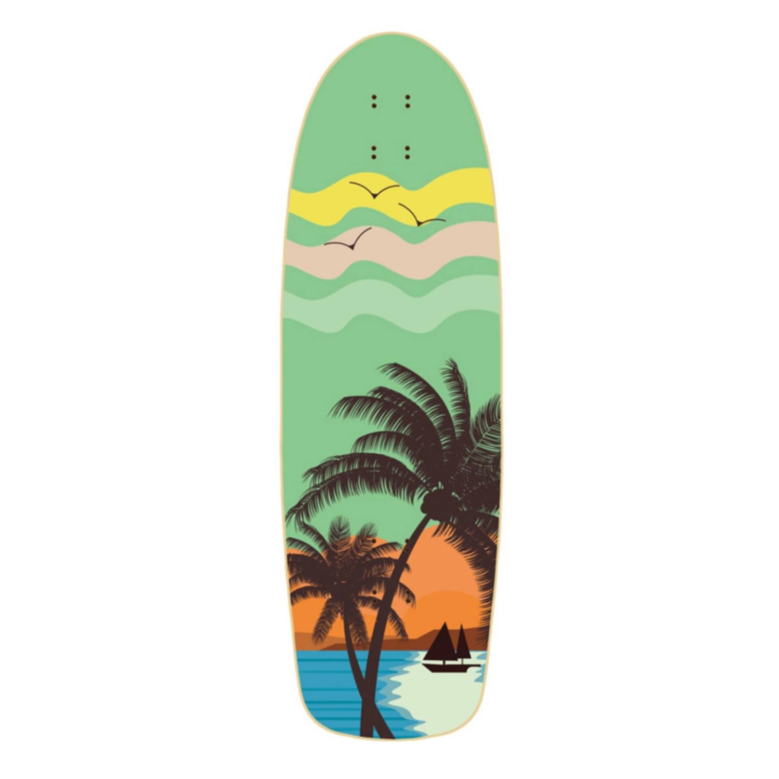 harayaa Plateau de Skateboard en Érable Deck Planche Cruiser Profil Arrondi Équilibré pour Virages Souples Poids Maîtrisé pour Port Facile Trous Avant et, Palmiers