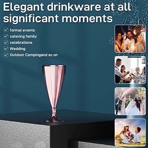 PERPART Foldable Plastic Champagne Wine Glasses Set of 5 | Reusable, Foldable Wine Glasses with Storage Bottles | Suitable for Outdoor, Camping, and Travel 3