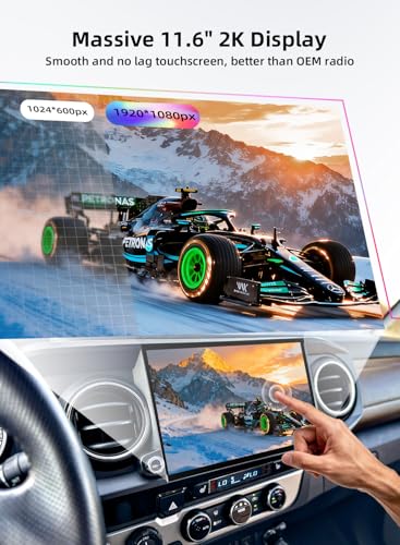 Image of 11.6'' 2K Car Stereo for Toyota Tacoma 2016-2022 | Wireless Carplay & Android Auto, QLED Display, 8+256GB GPS Nagivation, Qualcomm 665, 4G LTE, DTS, Gyroscope, Voice Control