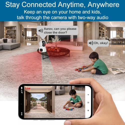 Image of IFITech 360 4MP Dual Lens Wi-Fi CCTV Camera | 2MP Each Lens, Wi-Fi Indoor Home Security Camera | 2 Way Talk | Motion Detection | Color Night Vision | Supports SD Card Up to 256GB (Not Included)