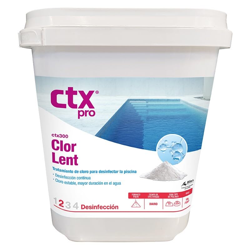 FLUIDRA Cloro para Piscinas de la Marca Modelo CTX 300 5KG TRICLORO Polvo - ENVASE Cuadrado
