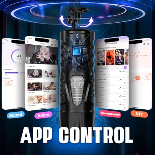 Image of Male Masturbator Sex Toys for Men - EINSEO Adult Toy 7 Thrusting & Rotating Modes with Handle, Phone Holder, and Suction Base, Automatic Penis Pump APP Control Male Stroker, Hands-Free Sex Machine