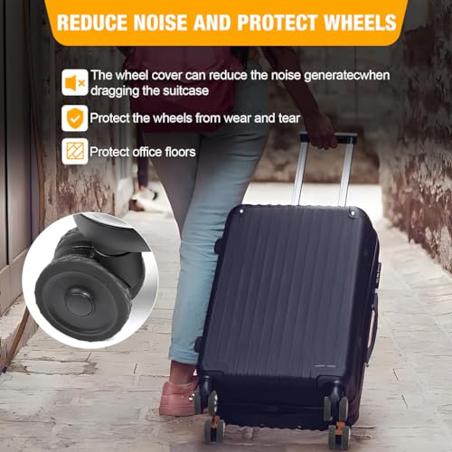 Image of PALAY 8 Pcs Luggage Wheel Silicone Protector Cover, Silent Wheel Cover