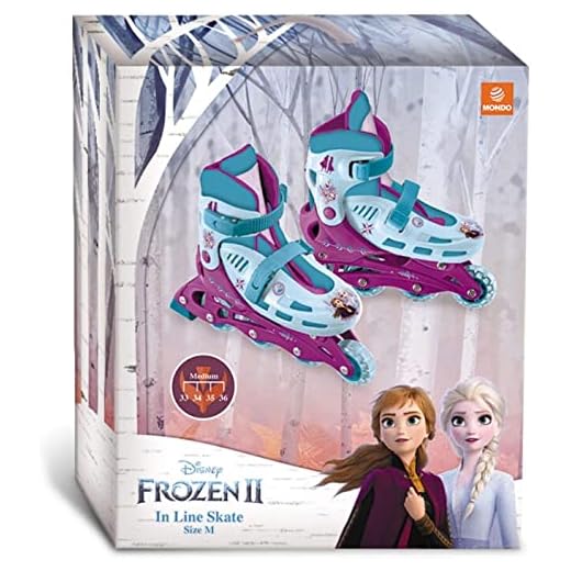 Mondo Toys - Patines en línea Frozen II Design - Patines en línea Ajustables - Ruedas de PVC - Rodillo para niño/niña - Talla M/mis. 33/36-28314