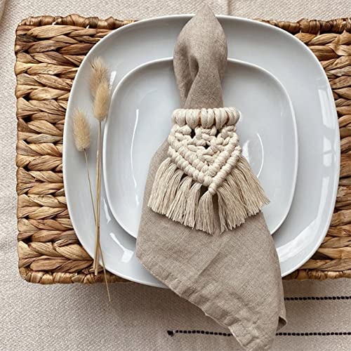Joyindecor Napkin Rings Set Of 6 - Handmade Bohemia Macrame Woven Cotton Napkin Ring Holders For Wedding Party, Farmhouse Dining Table Decoration #TOP2
