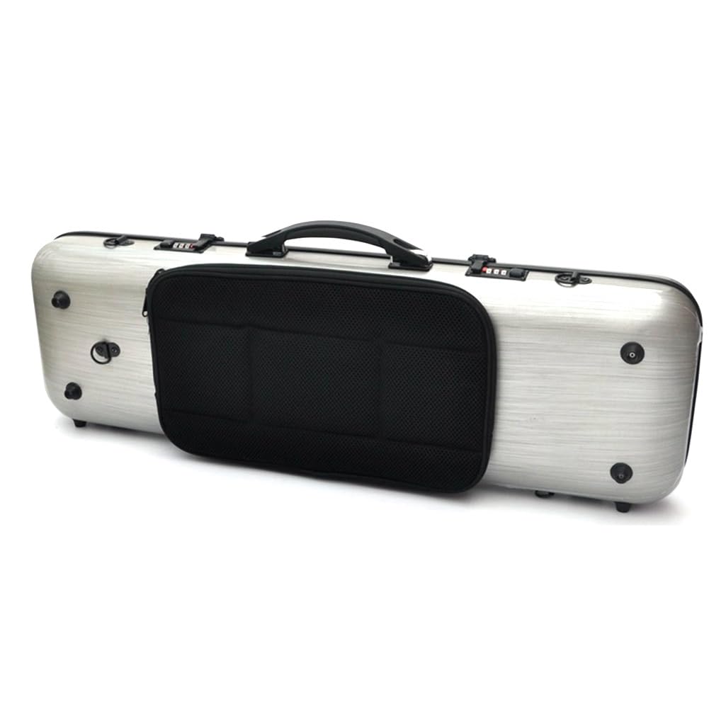 Estuche liviano para violín, Estuches de Fibra de Carbono 4/4 Estuche rígido con Bolsa para partituras Correa Trasera (Color : Silver)
