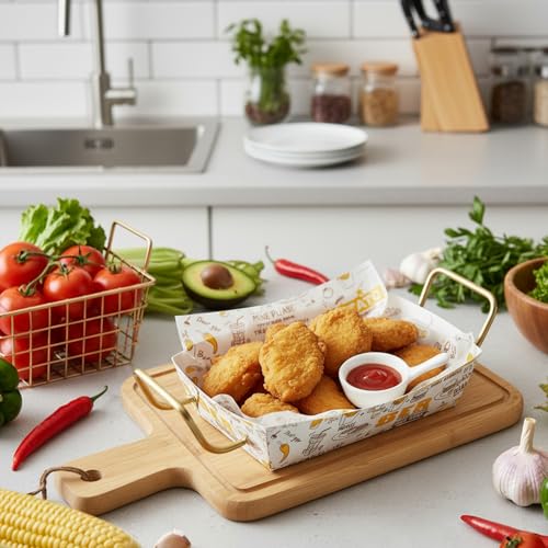 100 Blatt Käsepapier, 36x26 cm Lebensmittelverpackungspapier, Fettdichtes Wachspapier für Burger, Sandwich und Döner, Ideal für Fast-Food-Restaurants und Picknicks