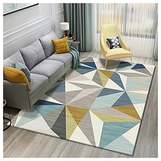Alfombra Lavable Salon Moderna triángulo Tridimensional Azul grisáceo Alfombra Dormitorio, Cocina, Baño, Lavandería 140 x 200 cm