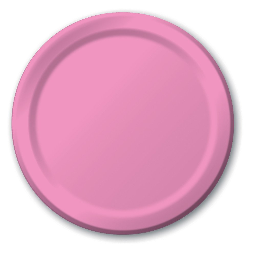 Assiettes de banquet en papier rose bonbon, la solution vaisselle solide pour buffet de 24 personnes