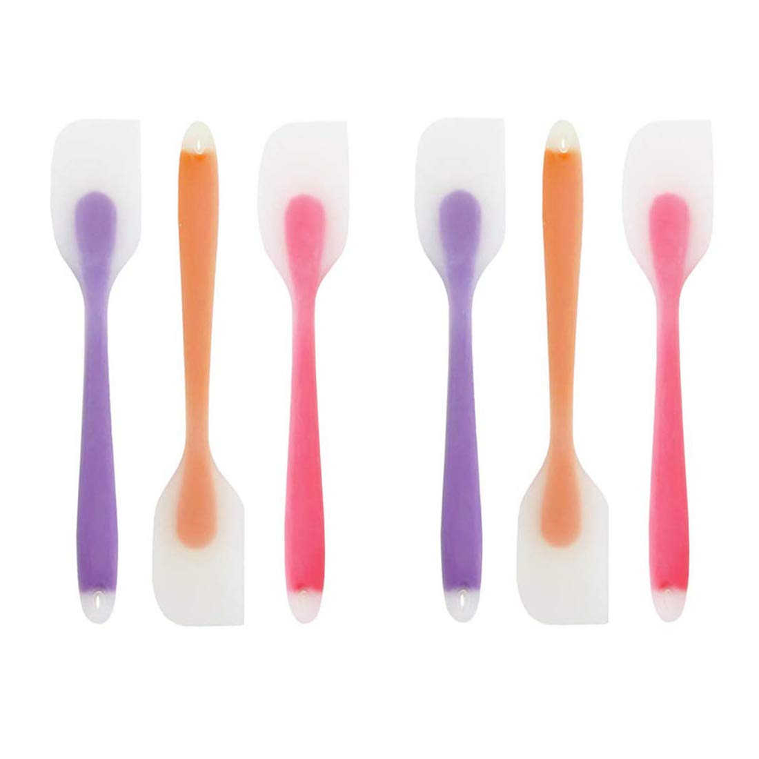 TOUGS Kitchen Utensil Set,Silicone Spatula Utensil Set,Heat Resistant Seamless Perfect for Baking (Large, Purple/Orange/Red)