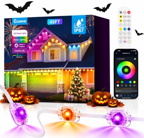 Ecoeve Permanent Outdoor Lights for House, 49ft Christmas RGB+IC Lights - image 1