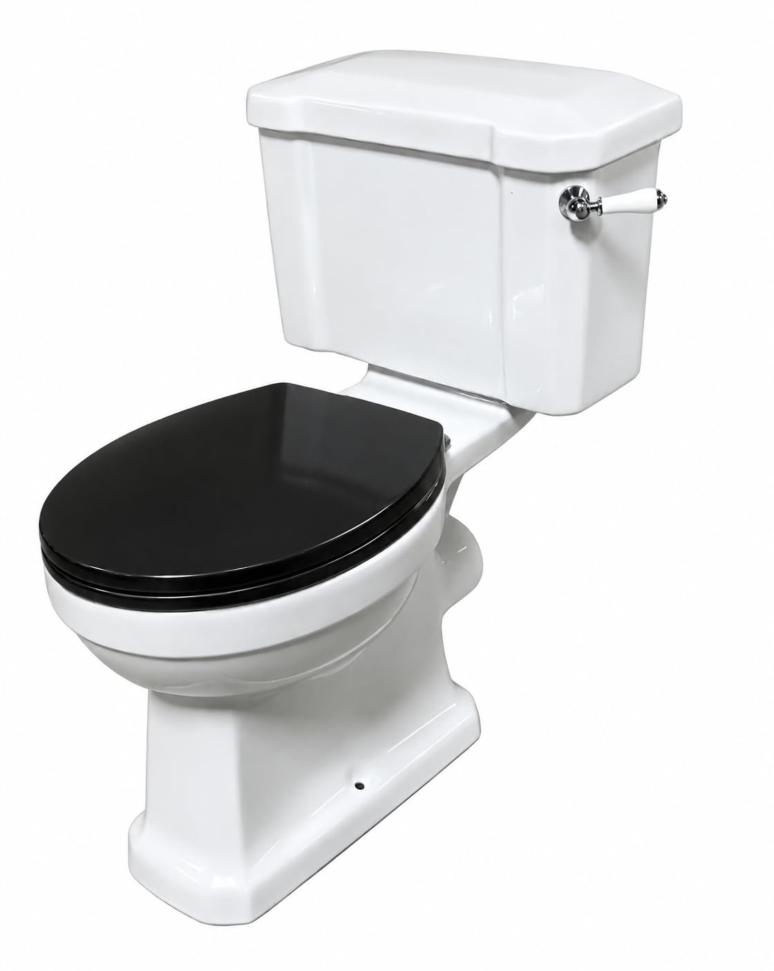 Inodoro empotrado cerrado retro con asiento desmontable de cierre suave negro, blanco