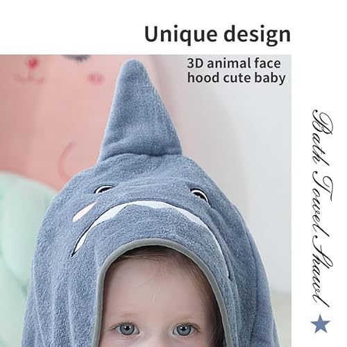 Michley SP07-GRAY SHARK Hooded Baby Towels Animal Baby 0-6 Years Bath Essentials For Boys Girls Gray Shark thumb #4