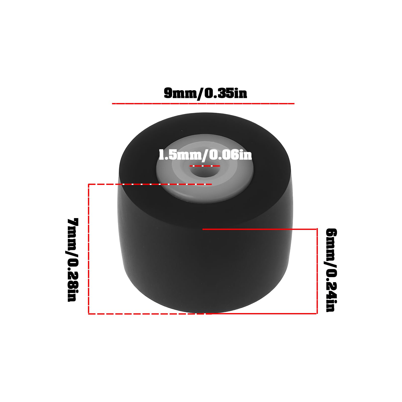 The Lord of the Tools Rullo di Pressione per Registratore E Lettore di Cassette 9x6x1,5mm Compatibile con Sony TC-D6 WM-D6