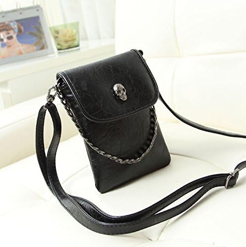 FakeFace Women Girls Studded Skull Gothic Crossbody Shoulder Bag Travel Leather Handbag Cellphone Purse - Image 8