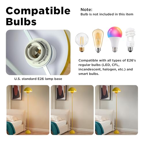 Image of Mid-Century Modern Metal Bud Floor Lamp for Home and Office, Lemon Yellow