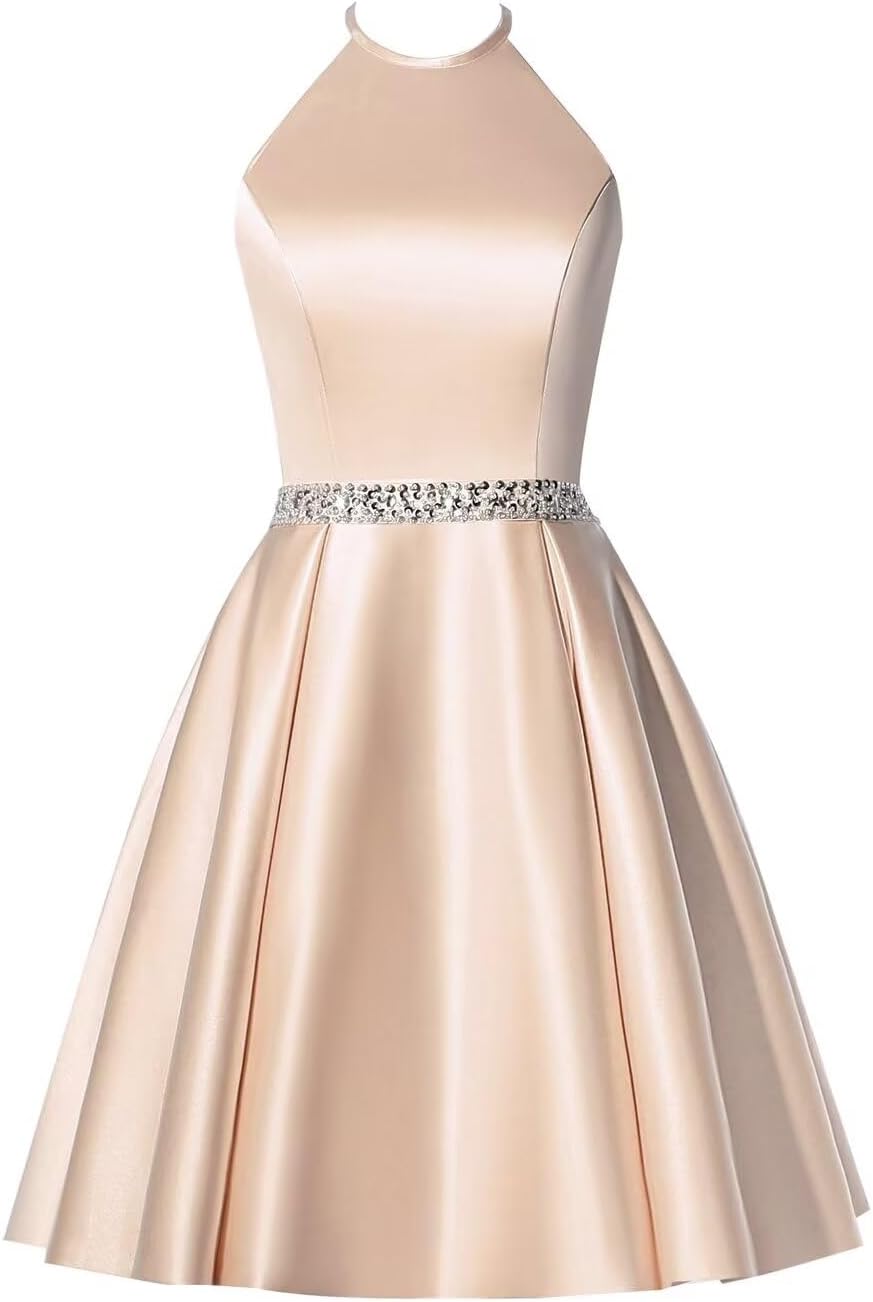 flowy satin hoco dress Straps White Satin A-line Short Homecoming Dress – Ohmollydress main image 1