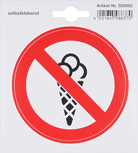 Preisvergleich Produktbild Metafranc Klebesymbol Eisverzehr verboten - Ø 97 mm / Beschilderung / Infoschild / Türschild / Verbotsschild / Verzehrverbot / Gewerbekennzeichnung / 500950