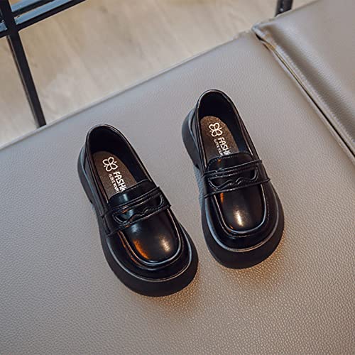 Fashion Spring Summer Children Casual Shoes Boys and Girls Leather Shoes Solid Color Soft Slip On Comfortable Link Boots (Black, 2.5-3 Years Toddler)4