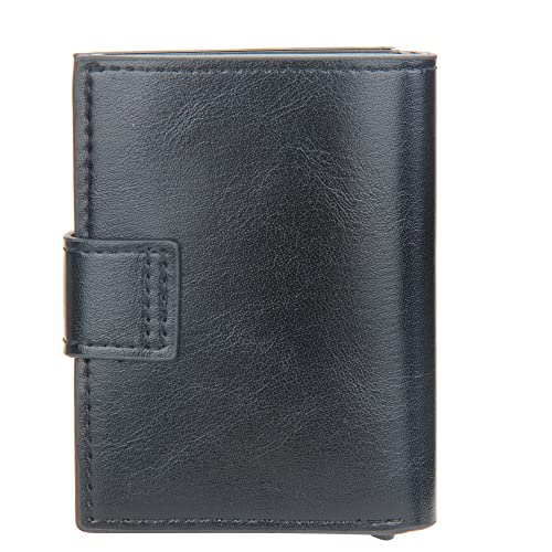 Anti-Degaussing Card Holder, Men's Aluminum Box Anti-Magnetic Theft Brush Neutral Card Holder Rfid Short Buckle Automatic Elastic Card Holder (Black)2