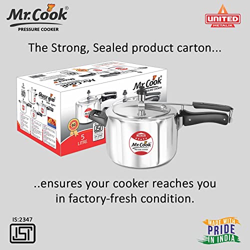 Image of MR COOK By United Metalik Regular Aluminium Non-Induction Pressure Cooker with Inner Lid (Silver) (10 Litre)
