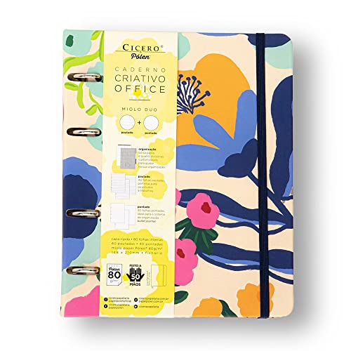 Caderno Criativo Argolado Office Duo Pólen Pautado & Pontado A5 Flores Off White, Cicero 3 51YDQR3ILTL