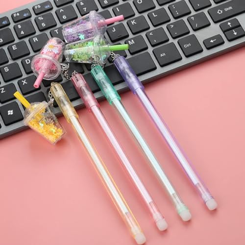 Set de 4 bolígrafos gel con colgante de margaritas multicolor miniatura 5
