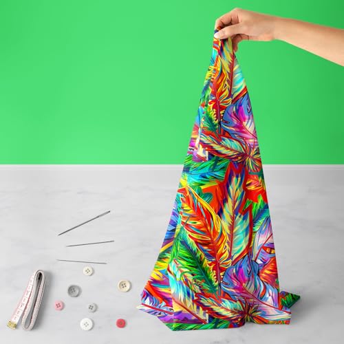 Image of ArtzFolio Bright Feathers | Canvas Upholstery Fabric by Metre | for Sofa, Curtains, Cushions, Furnishing, Craft, Dress Material | Width 1.5metre (58inch) | Length 5 metre (200 inch / 508 cms)