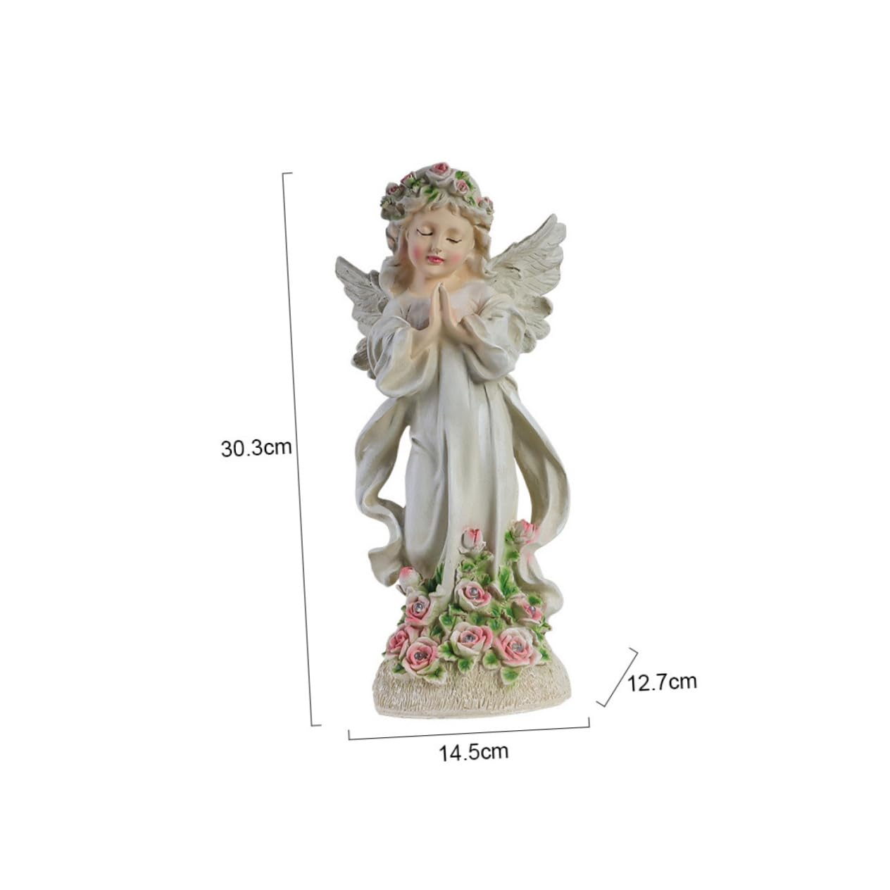 Scultura da Giardino di Angelo in Resina Solare Decorazione da Giardino Luci Solari Statuetta di Angelo Luminosa per Esterno Ornamento Artigianale per Cortili e Prati