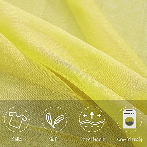 Bright Yellow Sheer Curtains Textured Rod Pocket Window Treatment For Boys Girls Room 54 Inches Long Sheer Drapes For Small Window 2 Panels Yellow Elegance For Kids Room Loft 52 X 54 Inch Length #TOP5