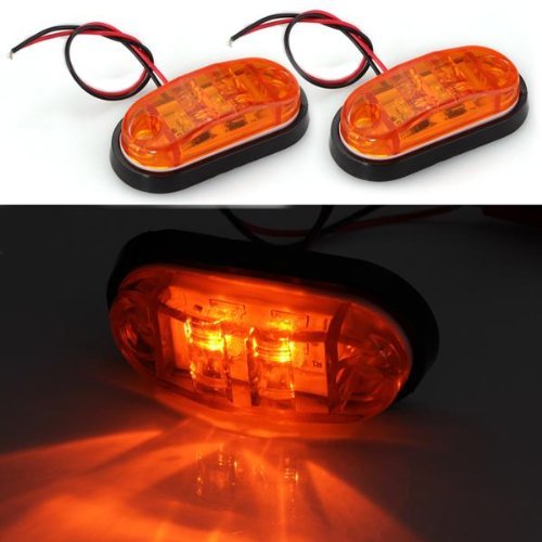 2 Lampade Lampadine 2 LED Superflux Luce Giallo DC...