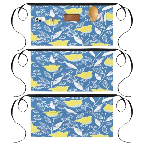 Demi-tablier pour cuisine et pâtisserie lot de 3 imprimé floral multicolore avec poches