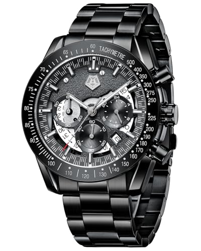 MEGALITH Armbanduhr Herren Edelstahl Herrenuhr Groß Uhren Herren Chronograph Analog Quarz Männer Uhr Kleid Wasserdicht 3ATM mit Kalender Business Casual