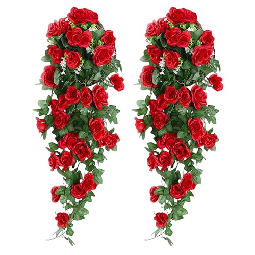 CHAOTEMAI Plantes Artificielles Interieur 85cm Fleurs Artificielles Plantes Artificielle Hanging Plants Roses Fleurs Tombantes Fleurs pour Extérieur Aesthetic Room...