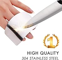 Vista 4 de Jupswan Protectores de dedos para cortar herramienta de cocina, protector de dedos de acero inoxidable para evitar daños al cortar y cortar