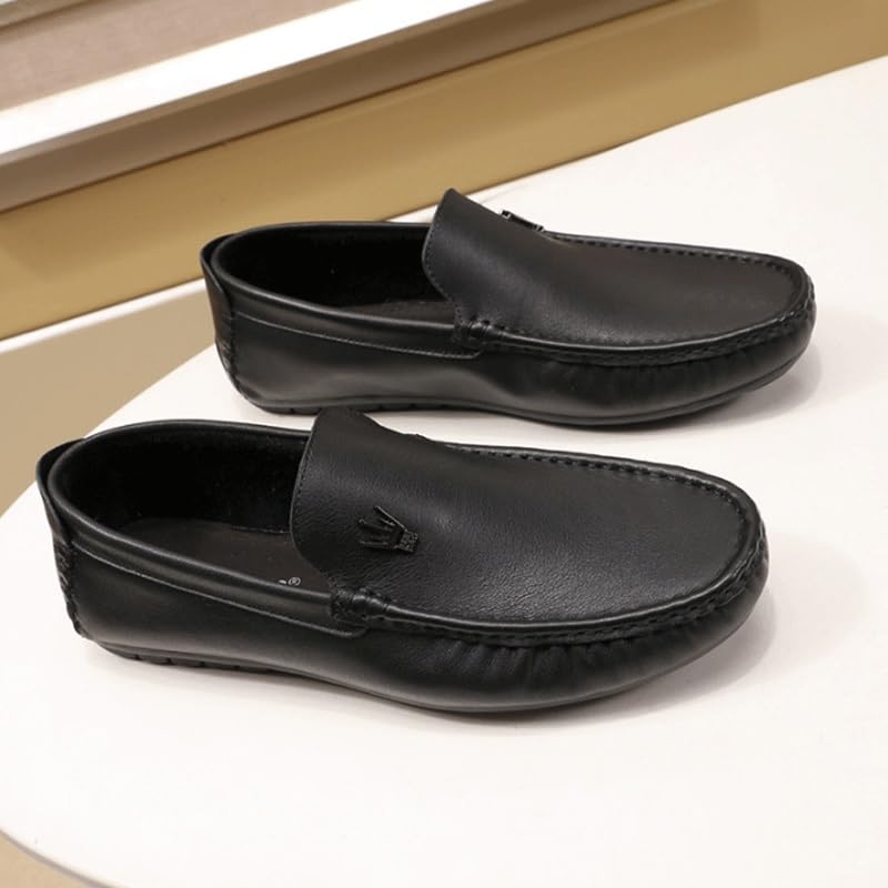 Men's Fashion Slip-On Leather Shoes Mens Genuine Leather Dress Shoes Flat Boat Shoes Mens Commuter Slip-Resistant Lightweight Breathable Easy to Walk4