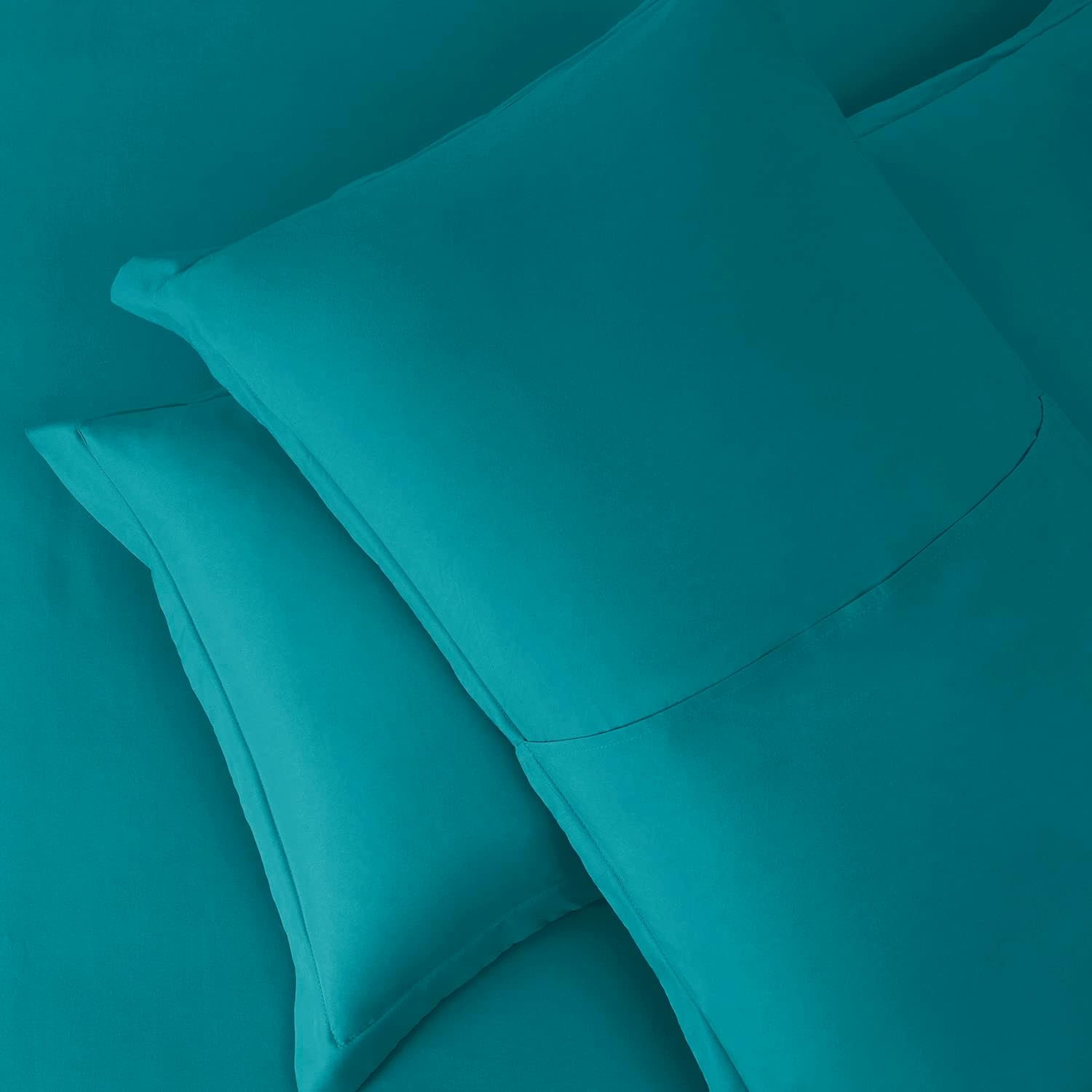 Hearth & Harbor Teal Duvet Cover Queen Size - 3 Piece Soft Double Brushed Bedding Set - Includes 1 Queen Duvet Cover with Button Closure 90x90 inches and 2 Pillow Shams