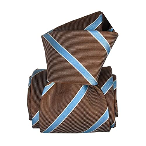 Cravate soie Segni Et Disegni italienne marron taupe à rayures fait main