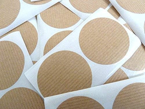 Mini Sticker Pack, Light Brown, Kraft Stickers, 50mm Circular, Round Self-Adhesive Labels