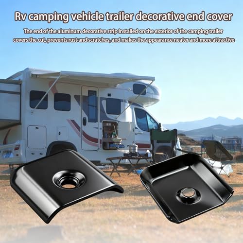 Image of 6 Pack Aluminum RV Bumper end Cap for RV Camper Trailer Vinyl Trim Molding 1 inch with Screws (Black)