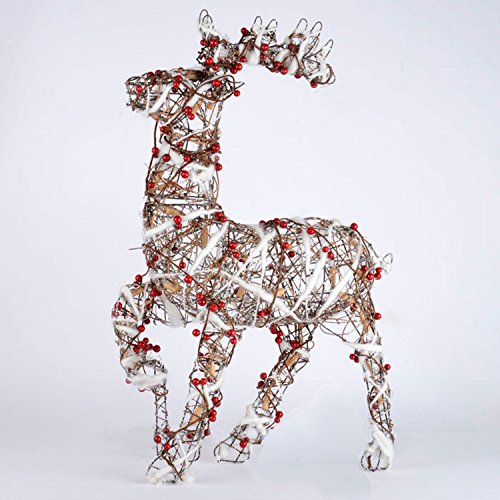 The Benross Christmas Workshop Natural Rattan Reindeer with Berries and 35 Lights The Benross Christmas Workshop Natural Rattan Reindeer with Berries and 35 Lights