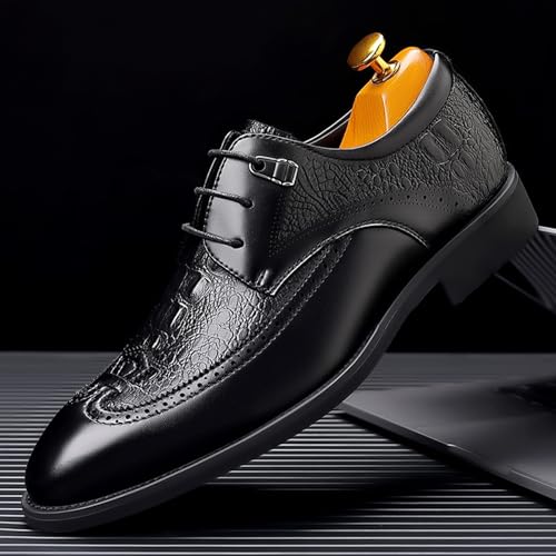 ADMLZQQ Men Dress Shoes Lace Up Oxford Classic Plain Toe Modern Formal Leather Shoes for Men2