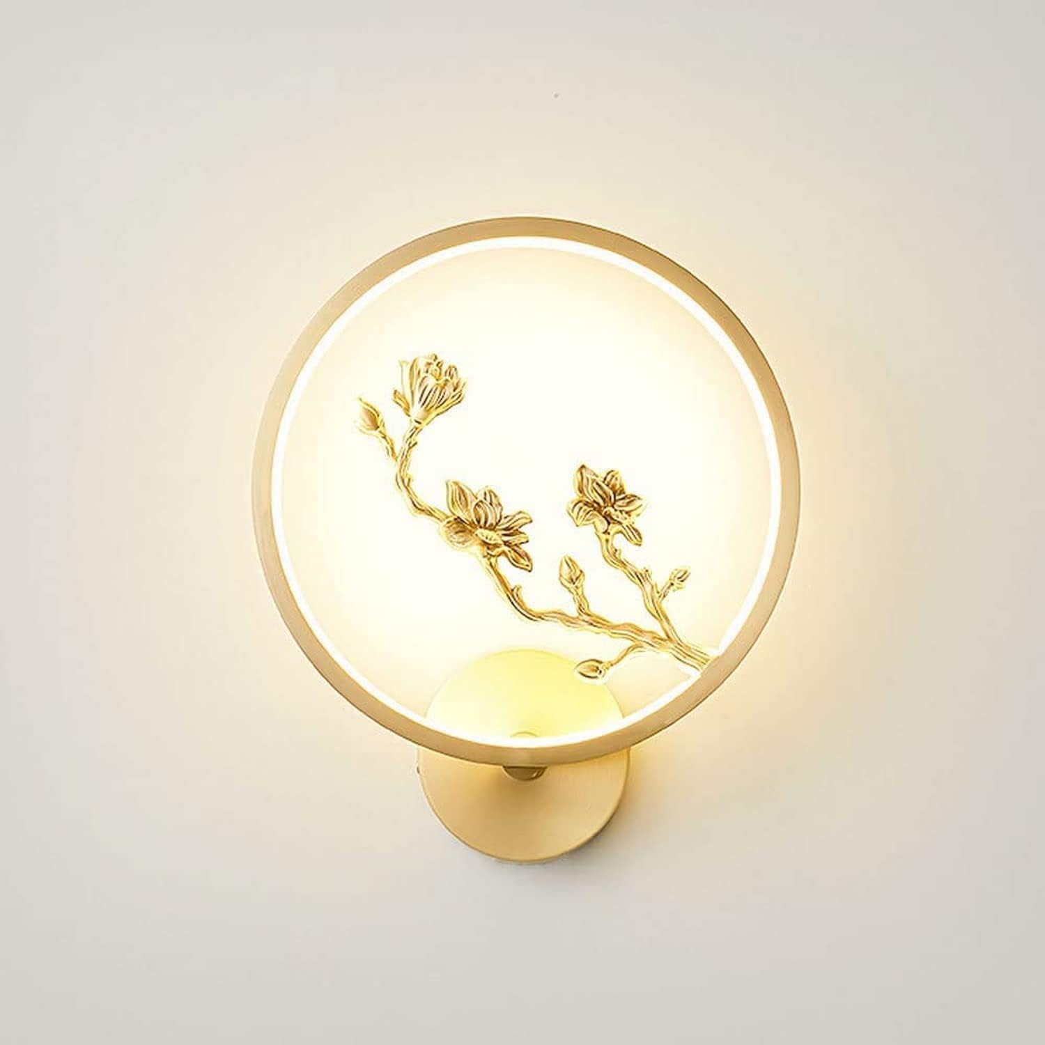 JYBNBBE Modern Brushed Brass Circular Wall Lights Indoor LED Lighting Living Room Study Mount Lamps Bedroom Hallway Aisle Sconce H12.21in,Chandelier